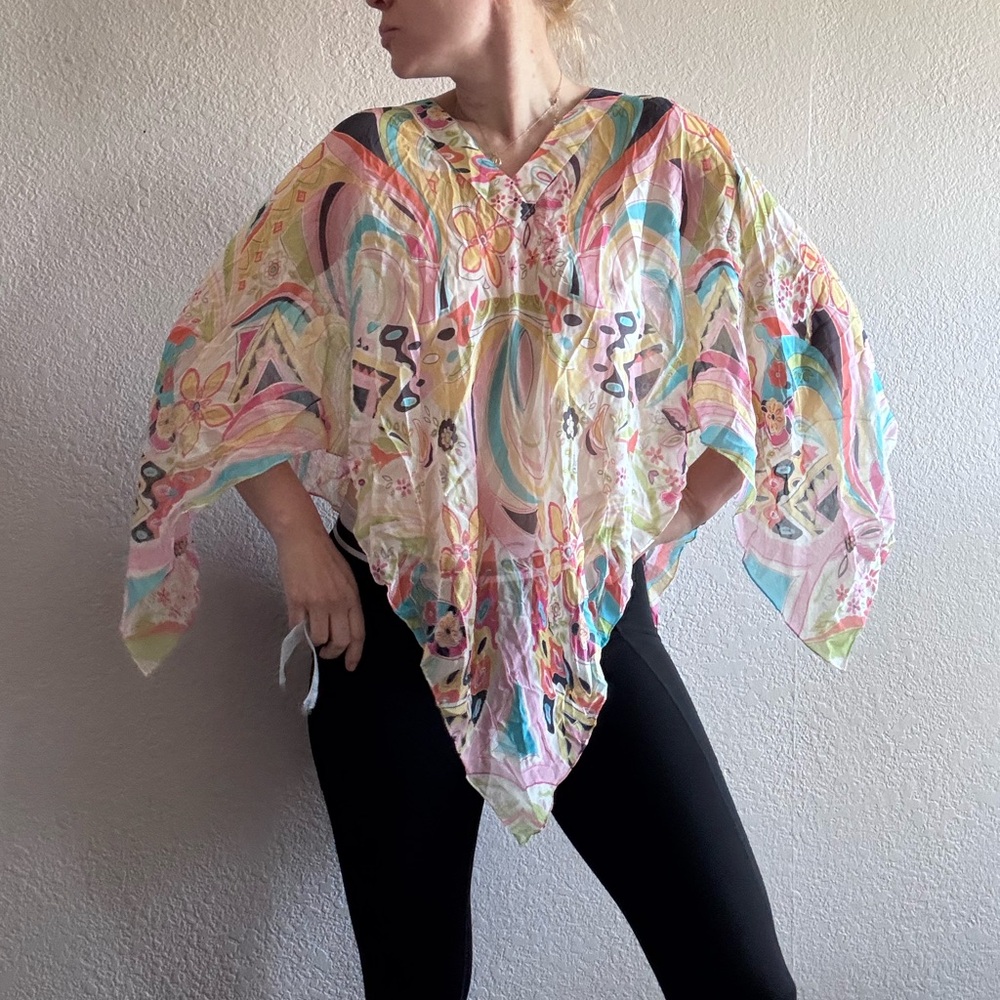 Colorful Abstract Poncho Top